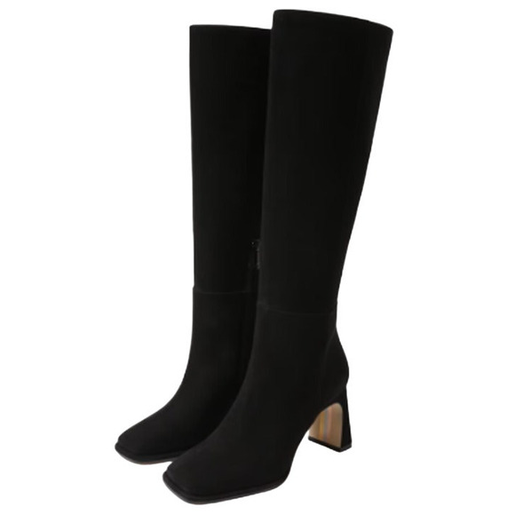 Sam Edelman Womens Issabel Heeled Knee High Boots US 11 M EU 42 Black Suede NIB - Picture 1 of 13